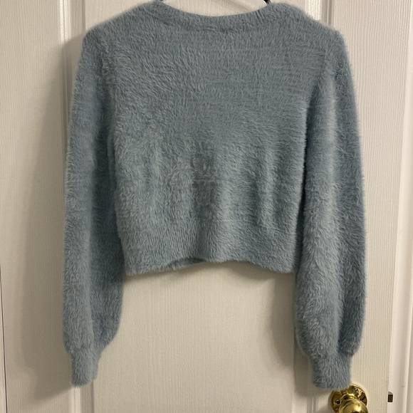 NWOT Aritzia Sunday Best Carmen Cardigan Knit Yarn Super Soft BLUE Size Small - Picture 10 of 17